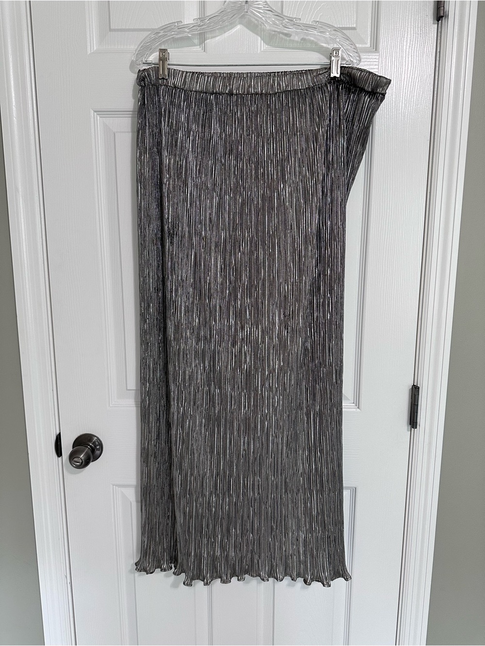 After Dark Silver Pleated Maxi Skirt